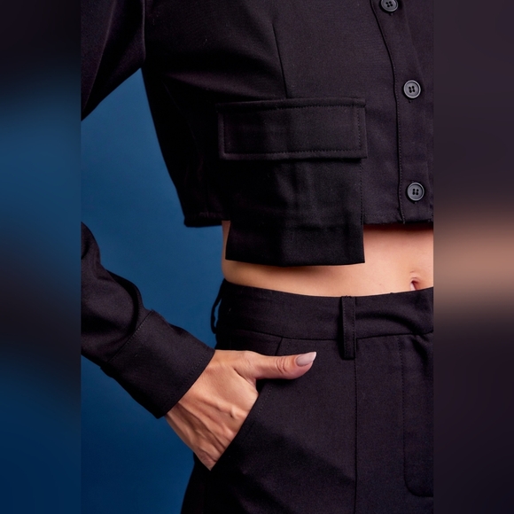 #496 SALE 🛑120 M,L FINAL PRICE! HIGH END Chic Woven Cargo Jacket & Pants Set - Picture 6 of 16